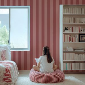 Papier peint rayures Ruby – Vieux Rose