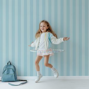Papier peint rayures Cyan – Bleu Clair