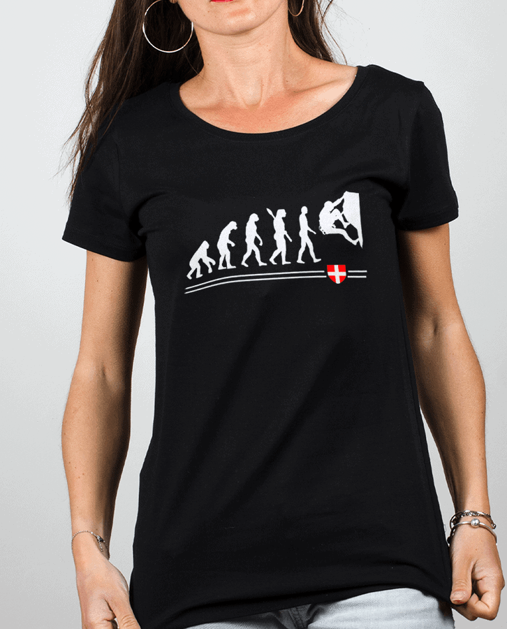 PROMO T-SHIRT FEMME : EVOLUTION ESCALADE-NOIR-XL