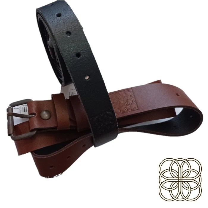 Ceinture en cuir fine avec marguerite