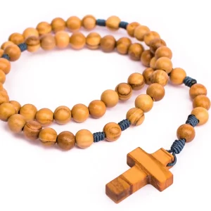 Chapelet (8mm) bois d&rsquo;olivier – croix latine