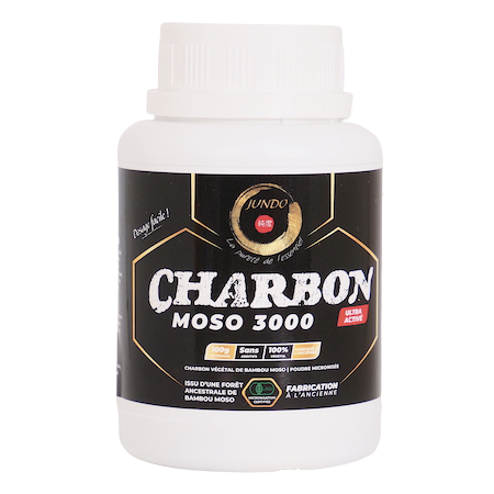 Charbon végétal ultra activé Moso 3000 – Poudre + Cuillère doseuse en bois OFFERTE
