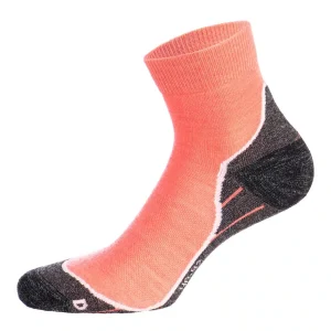 Chaussettes Laine Merinos – Femme – Tige basse – Eco-conçues – Corail/Gris – OGARUN