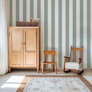 Papier peint grandes rayures bleu gris